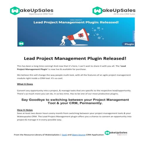 Lead project management plugin released!