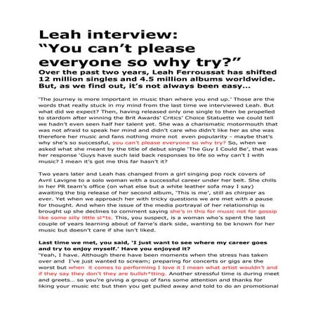 Leah interview