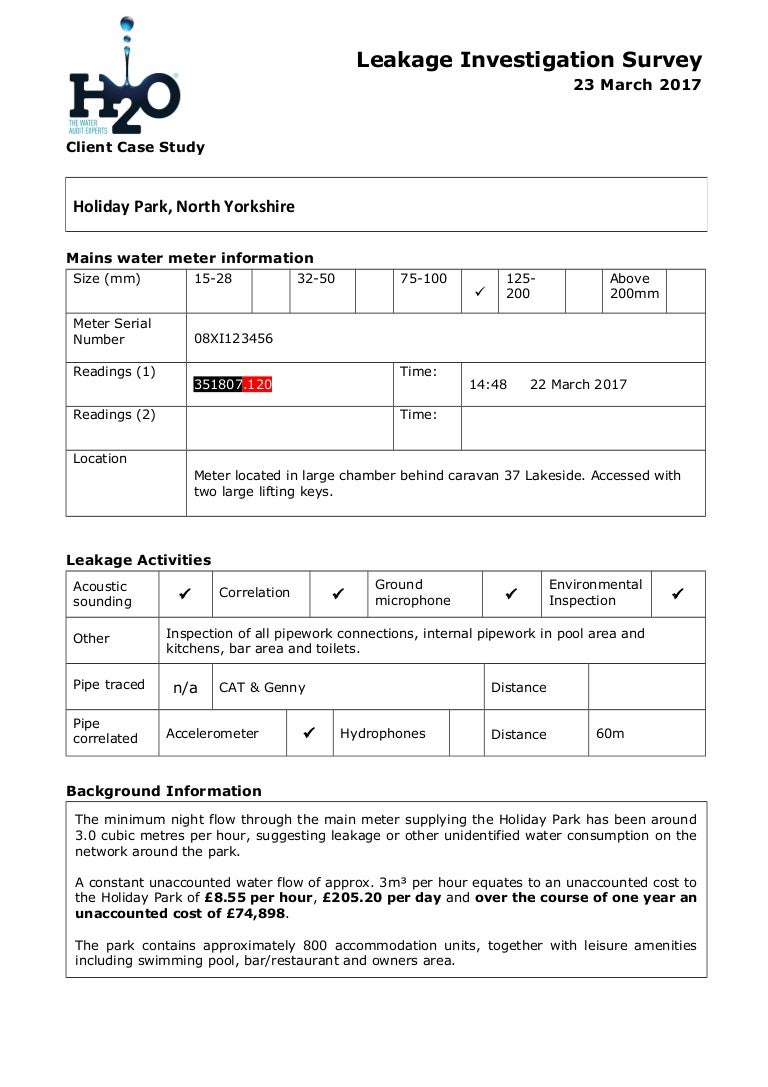 Water Leak Detection Report Case Study