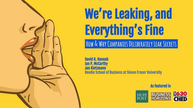 We’re Leaking, and Everything’s Fine: How and Why Companies Deliberately Leak...