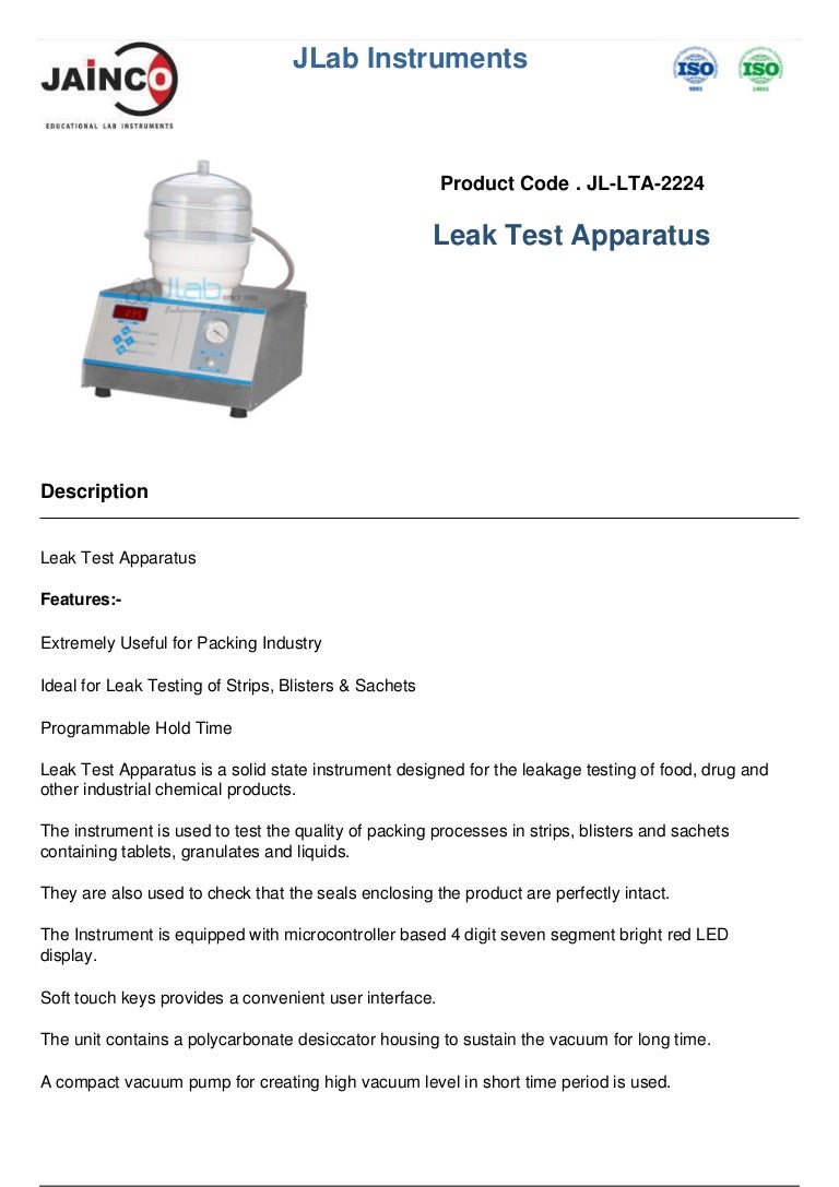 Leak test apparatus