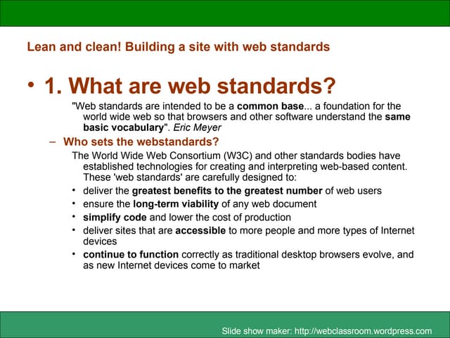 Lean And Clean! Building A Site With Web Standards