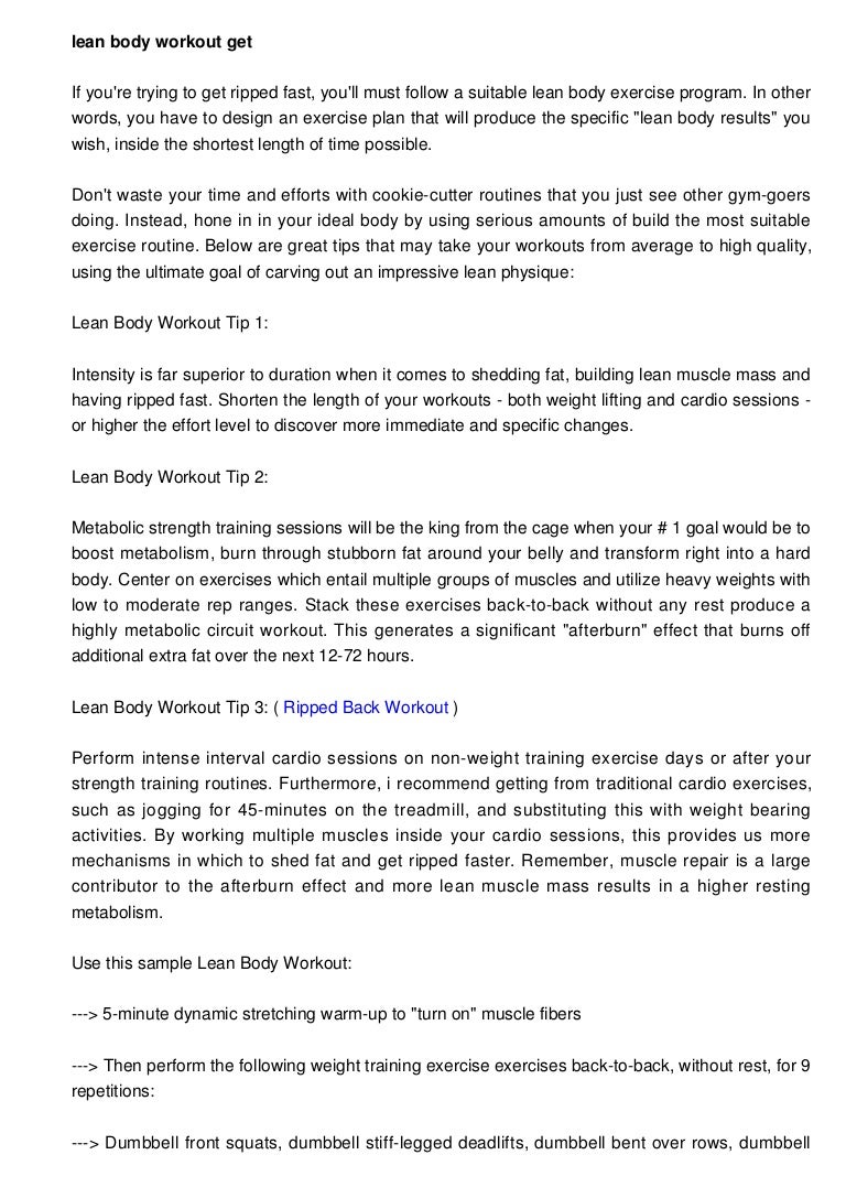 Lean Body Workout - Get Ripped Fast