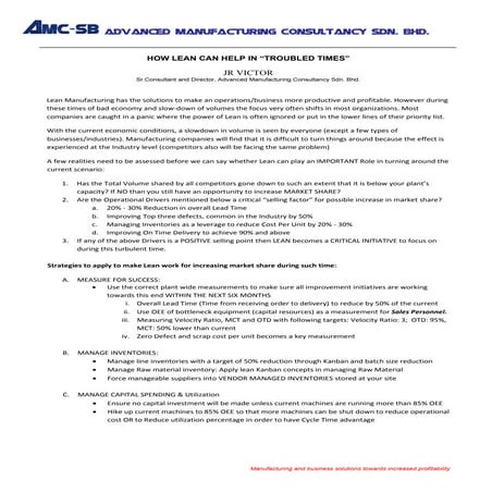 Lean in Troubled Times