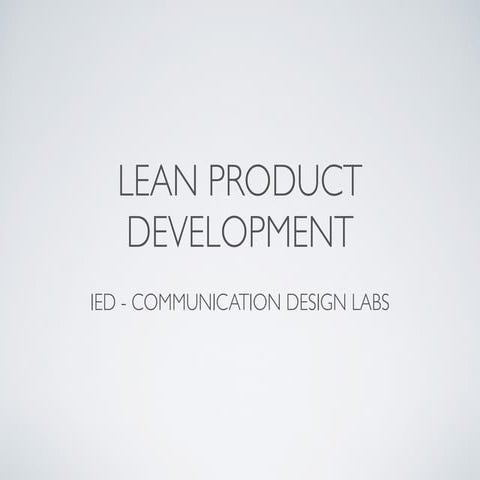 Lean Product Development