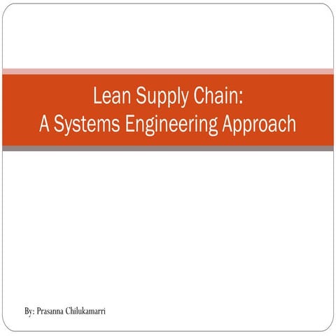 Lean Supply Chain Systems Engineering