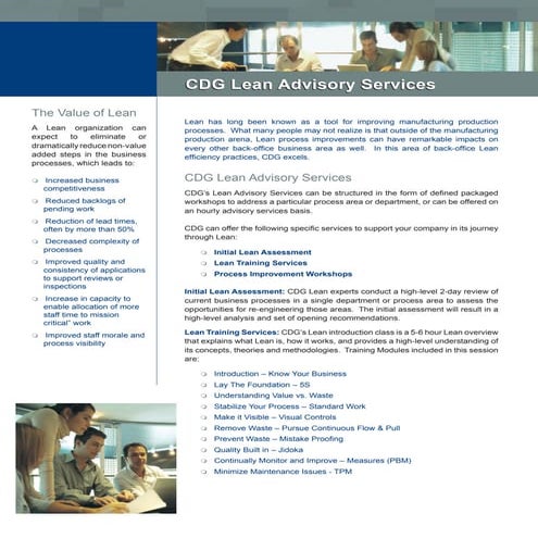 Lean advisory services from cdg