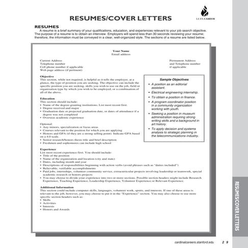 [Lean career] Resumes & Cover Leters