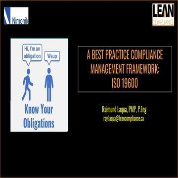 ISO 19600 Section 4.5 - Know your Obligations