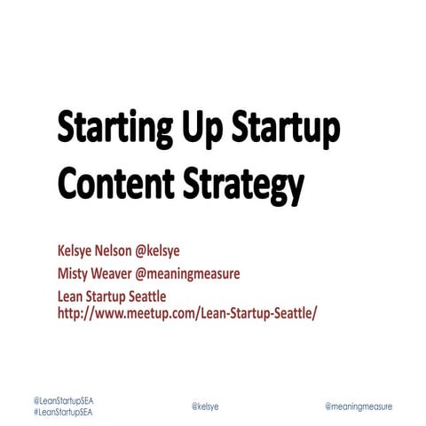 Lean Content and Lean Startup Seattle