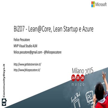 Lean@core, Lean & Azure: avviare una startup in modo scientifico
