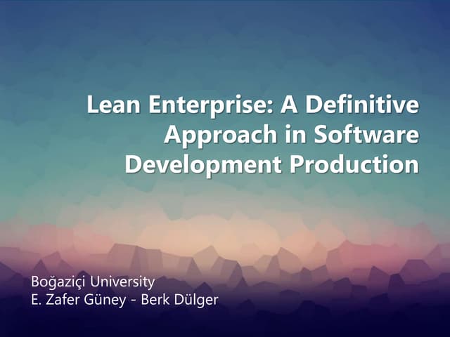 Lean Enterprise, A Definitive Appro...