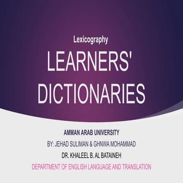 LEARNERS' DICTIONARIES