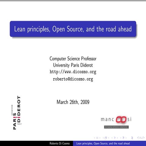 Lean principles, Open Source, and the road ahead (Roberto Di Cosmo)