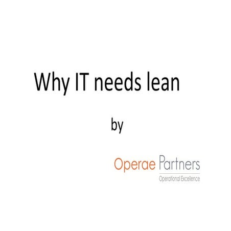 Why IT needs lean by Operae Partners