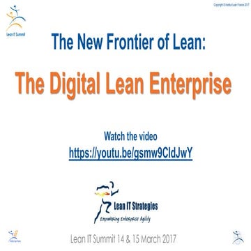 The New Frontier of Lean: the Digital Lean Enterprise by Steve Bell