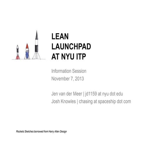 Lean LaunchPad at NYU ITP info session 