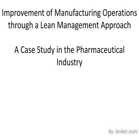 Lean Manufacturing in Pharmaceutical Industry