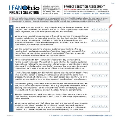 LeanOhio Project Selection Template