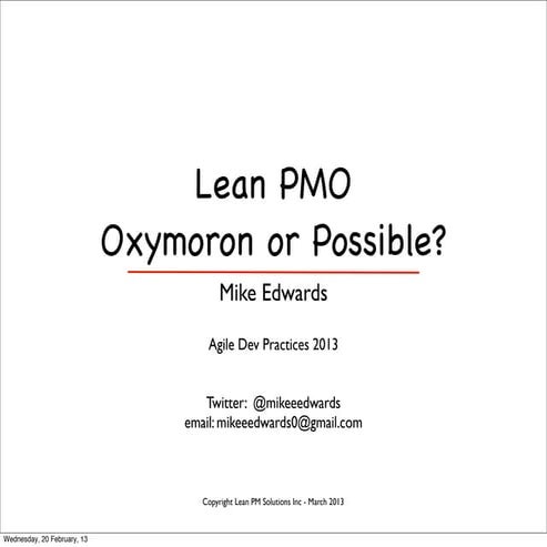 Lean pmo   oxymoron or possible - potsdam