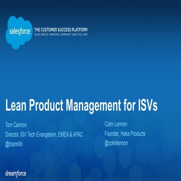 Lean Product Management for ISVs (October 14, 2014)