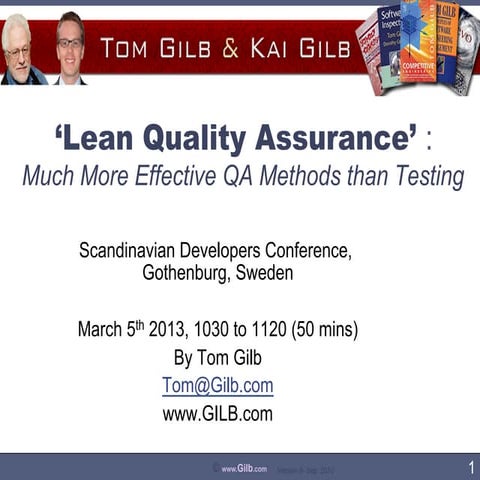 Lean qa enabling quality through tools and technology lean quality assurance v3.3 spin 17 nov
