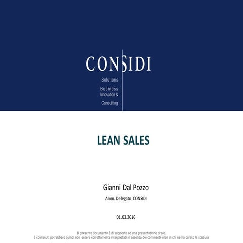 Lean Sales by Gianni Dal Pozzo - Considi