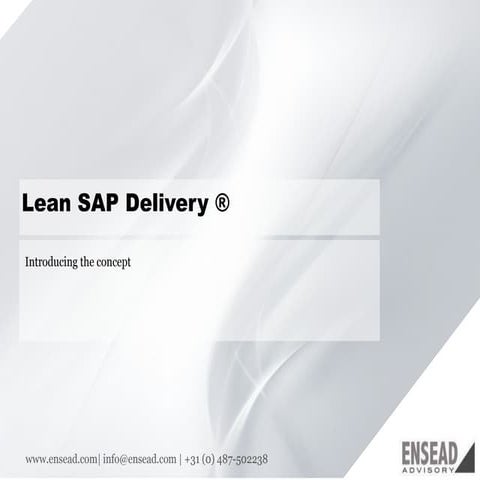 Lean SAP Delivery - introducing the concept