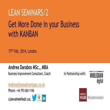 Lean seminar - Get more done in your business with KANBAN
