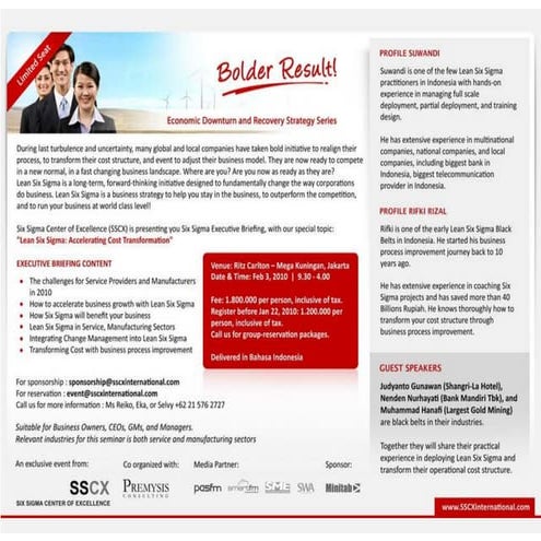 Lean Six Sigma Accelerating Cost Transformation SSCX Event Slides (2010)