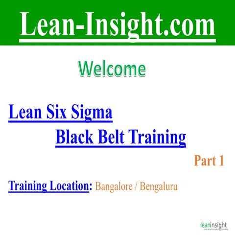 Lean Six Sigma Black Belt Training Part 1