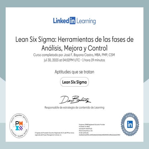 Lean Six Sigma Herramientas de las fases de Analisis Mejora y Control | PDF