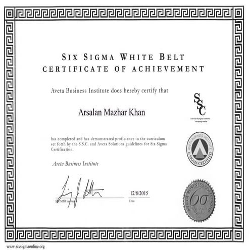 Lean Six Sigma White Belt Certificate | PDF