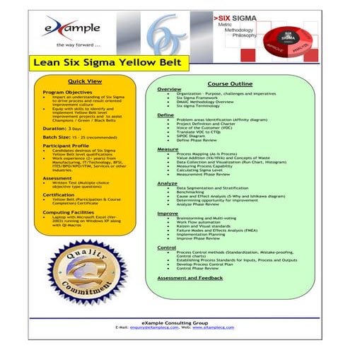 Lean Six Sigma Yellow Belt Certification Brochure