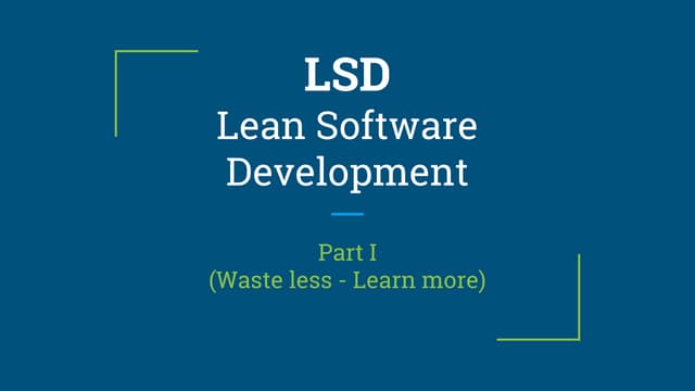 Lean Software Development - Part I