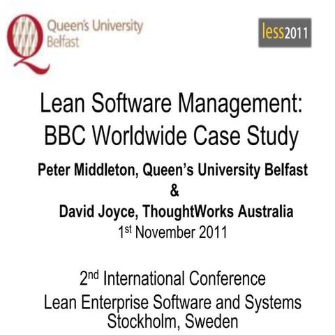 Lean software management bbc worldwide case study nov less  2011