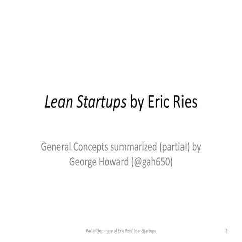 Lean startups Partial Summary