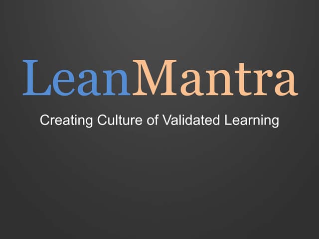 Lean startup workshop - Bangalore -...
