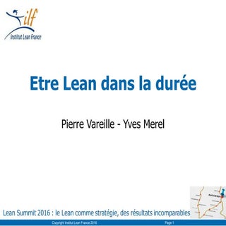 Etre Lean dans la durée par Pierre ...