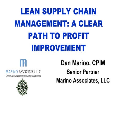 Lean Supply Chain Clear Path.                  