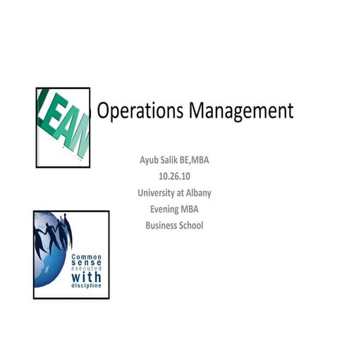 Lean Sytems Lecture Ayub Jake Salik