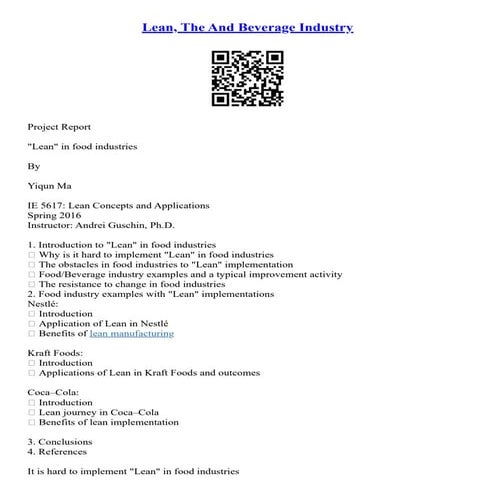 Lean, The And Beverage Industry