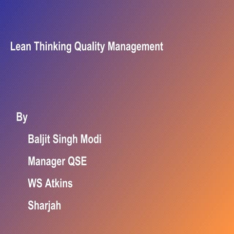 Lean Thinking  Baljit