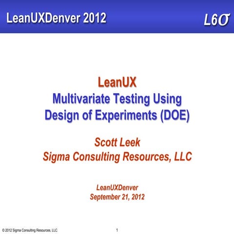 LeanUX: Online Design of Experiments