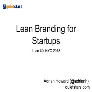 Lean Branding for Startups