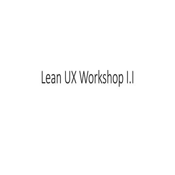 Lean UX workshop - Part Two