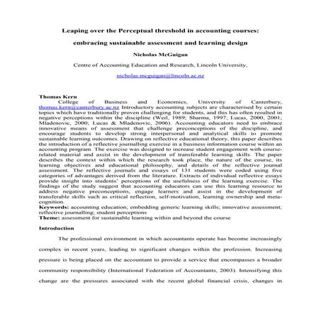 Leaping over the perceptual threshold in accounting courses