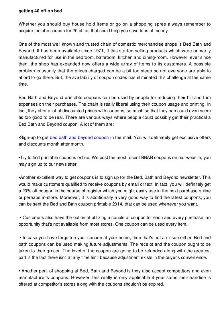 The Way To Get 40 Off On Bed Bath And Beyond Coupon