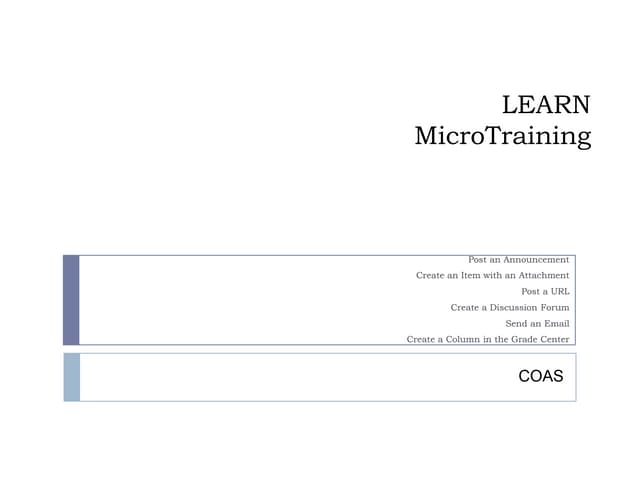 Learn   micro training for coas