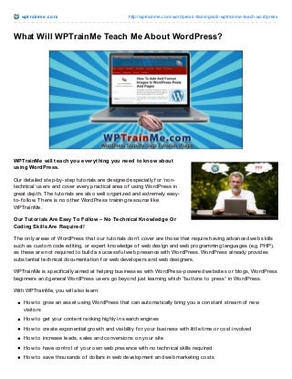 Complete WordPress Step-By-Step Training System In A WordPress Plugin
